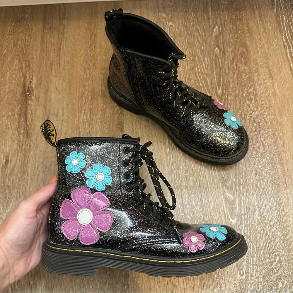 Dr Martens Multi 1460 Cosmic Glitter Floral Girls Boots 4‎